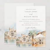 Mallorca Spanje Aquarel Landschap Bruiloft Kaart (Voorkant / Achterkant)