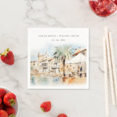 Mallorca Spanje Aquarel Landschap Bruiloft Servet (Insitu)