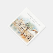 Mallorca Spanje Aquarel Landschap Bruiloft Servet (Hoek)