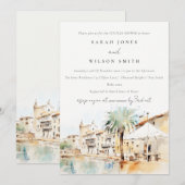 Mallorca Spanje Aquarel Landschap Koppels Bruiloft Kaart (Voorkant / Achterkant)