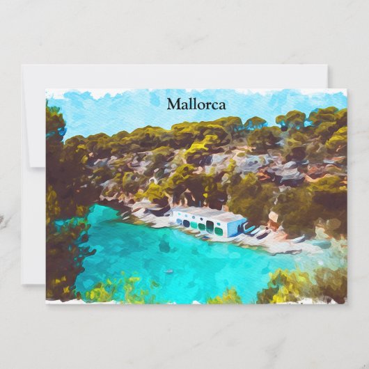 Mallorca Spanje Aquarel Panorama Landschap Kaart (Voorkant)