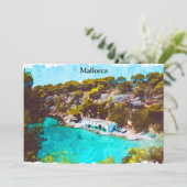 Mallorca Spanje Aquarel Panorama Landschap Kaart (Staand voorkant)