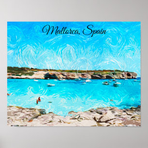Mallorca Spanje Balearen Eiland Aquarel Schilderen Poster