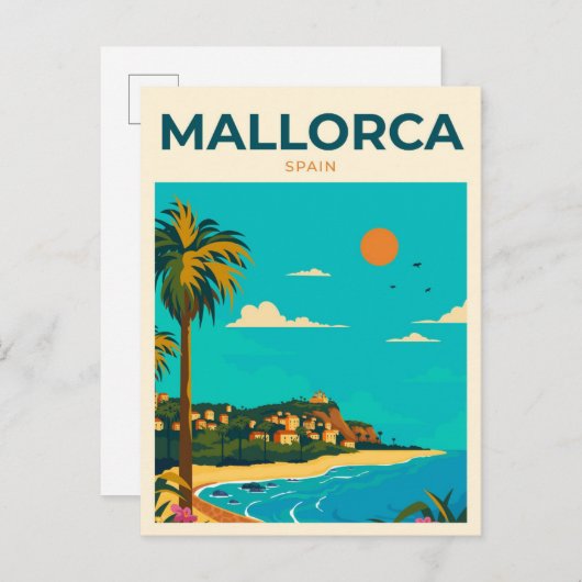Mallorca Spanje Kunst Illustratie Reizen Briefkaart (Voorkant / Achterkant)