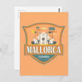 Mallorca Spanje Reizen Retro Badge Briefkaart (Voorkant / Achterkant)