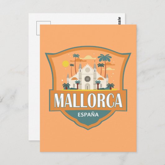 Mallorca Spanje Reizen Retro Badge Briefkaart (Voorkant / Achterkant)
