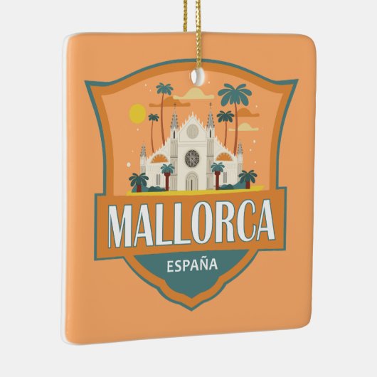 Mallorca Spanje Reizen Retro Badge Keramisch Ornament (Rechts)