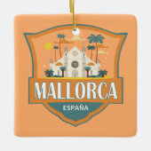 Mallorca Spanje Reizen Retro Badge Keramisch Ornament (Voorkant)