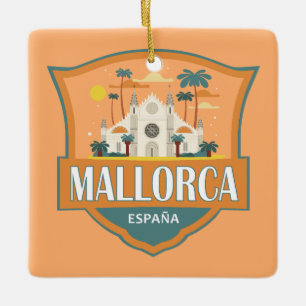 Mallorca Spanje Reizen Retro Badge Keramisch Ornament