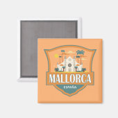 Mallorca Spanje Reizen Retro Badge Magneet (Voorkant / Achterkant)
