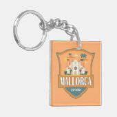 Mallorca Spanje Reizen Retro Badge Sleutelhanger (Voorkant Links)