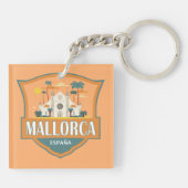 Mallorca Spanje Reizen Retro Badge Sleutelhanger (Achterkant)