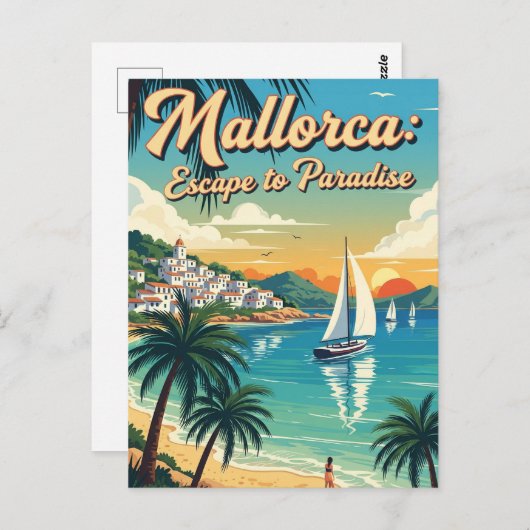 Mallorca Spanje Reizen  retro Briefkaart (Voorkant / Achterkant)