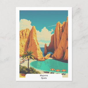 Mallorca, Spanje Strand Vintage Travel Briefkaart