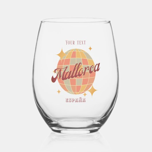 Mallorca Spanje vakantie feest souvenir strand Wijnglas Zonder Voet (Voorkant)