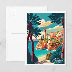 Mallorca Spanje vintage reisillustratie Briefkaart