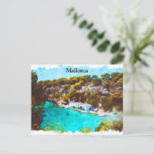 Mallorca Spanje Watercolor Panorama Uitzicht Briefkaart (Staand voorkant)