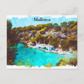 Mallorca Spanje Watercolor Panorama Uitzicht Briefkaart (Voorkant)