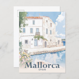 Mallorca Spanje Waterverf reisillustratie Briefkaart