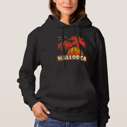 Mallorca Summer Palm Trees 80s Beach Sunset Hoodie (Voorkant)