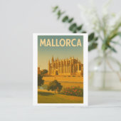 Mallorca Vintage Retro Kathedraal Briefkaart (Staand voorkant)