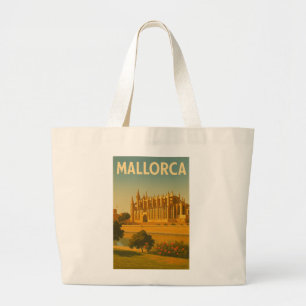 Mallorca Vintage Retro Kathedraal Grote Tote Bag