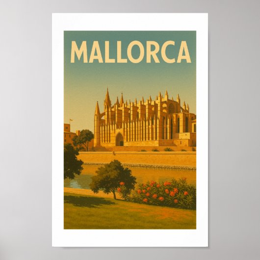 Mallorca Vintage Retro Kathedraal Poster (Voorkant)