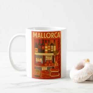 Mallorca Vintage Retro Wijn Chorizo Winkelruit Koffiemok