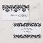 Mallory #1 Chic Black Damask Visitekaartje (Voorkant / Achterkant)