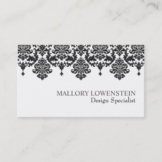 Mallory #1 Chic Black Damask Visitekaartje (Voorkant)