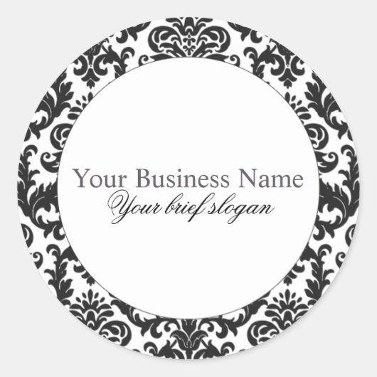 Mallory #1 chique zwart damast ronde Sticker (Voorkant)