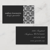 Mallory #2 Chic Black Damask Visitekaartje (Voorkant / Achterkant)