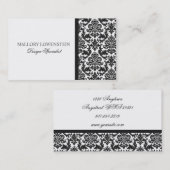 Mallory #3 Chic Black Damask Visitekaartje (Voorkant / Achterkant)