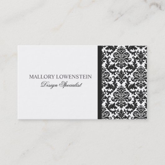 Mallory #3 Chic Black Damask Visitekaartje (Voorkant)