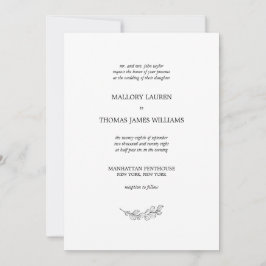 Mallory Elegant Simple Botanical Leaf Wedding Kaart