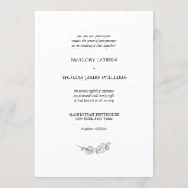 Mallory Elegant Simple Botanical Leaf Wedding Kaart
