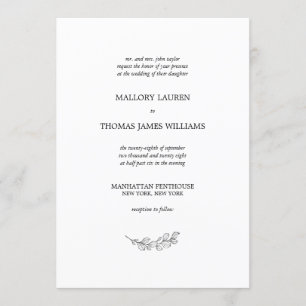 Mallory Elegant Simple Botanical Leaf Wedding Kaart
