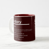 Mallory, Girl Personalized Name Definition Mug Tweekleurige Koffiemok (Voorkant links)