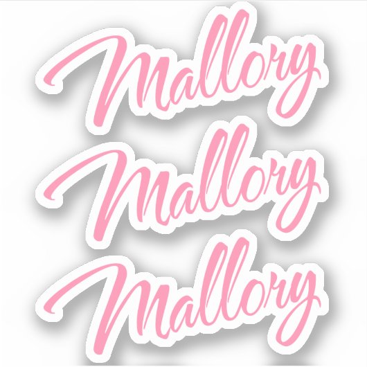 Mallory name  roze cursieve x3 sticker (Voorkant)
