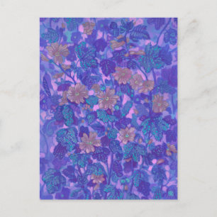 Mallow Bloom, Malva Flowers Floral Painting Paars Briefkaart