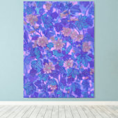 Mallow Bloom, Malva Flowers Floral Painting Paars Canvas Afdruk (Insitu (Houten vloer))