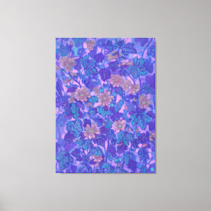 Mallow Bloom, Malva Flowers Floral Painting Paars Canvas Afdruk