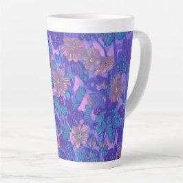Mallow Bloom, Malva Flowers Floral Painting Paars Latte Mok
