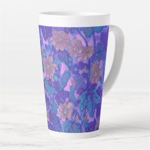 Mallow Bloom, Malva Flowers Floral Painting Paars Latte Mok