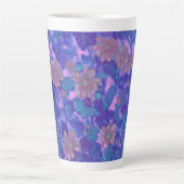 Mallow Bloom, Malva Flowers Floral Painting Paars Latte Mok (Voorkant)