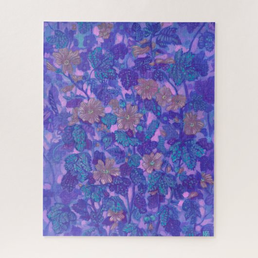 Mallow Bloom, Malva Flowers Floral Painting Paars Legpuzzel (Verticaal)