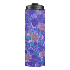 Mallow Bloom, Malva Flowers Floral Painting Paars Thermosbeker