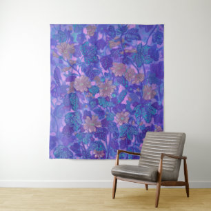 Mallow Bloom, Malva Flowers Floral Painting Paars Wandkleed