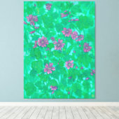 Mallow Bloom, Malva Flowers Summer Floral Paintin Canvas Afdruk (Insitu (Houten vloer))