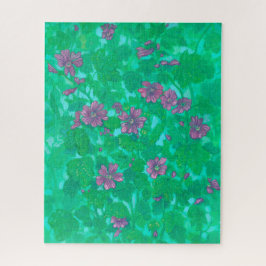 Mallow Bloom, Malva Flowers Summer Floral Painting Legpuzzel